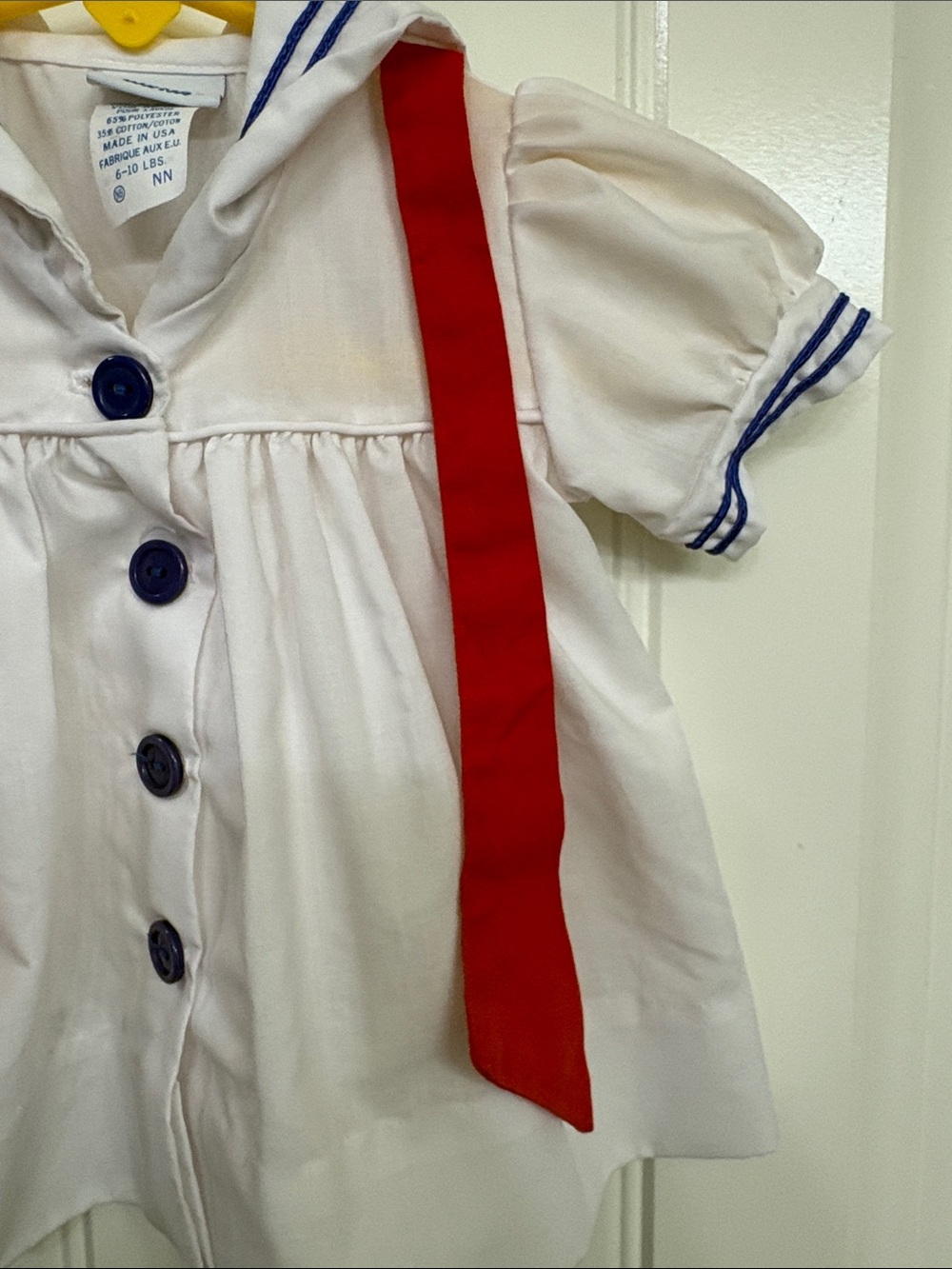 Vintage Alexis White Sailor Dress with Red Ties and Blue Trim - Picture 5 of 13